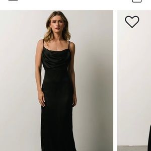 Black satin cowl neck dress